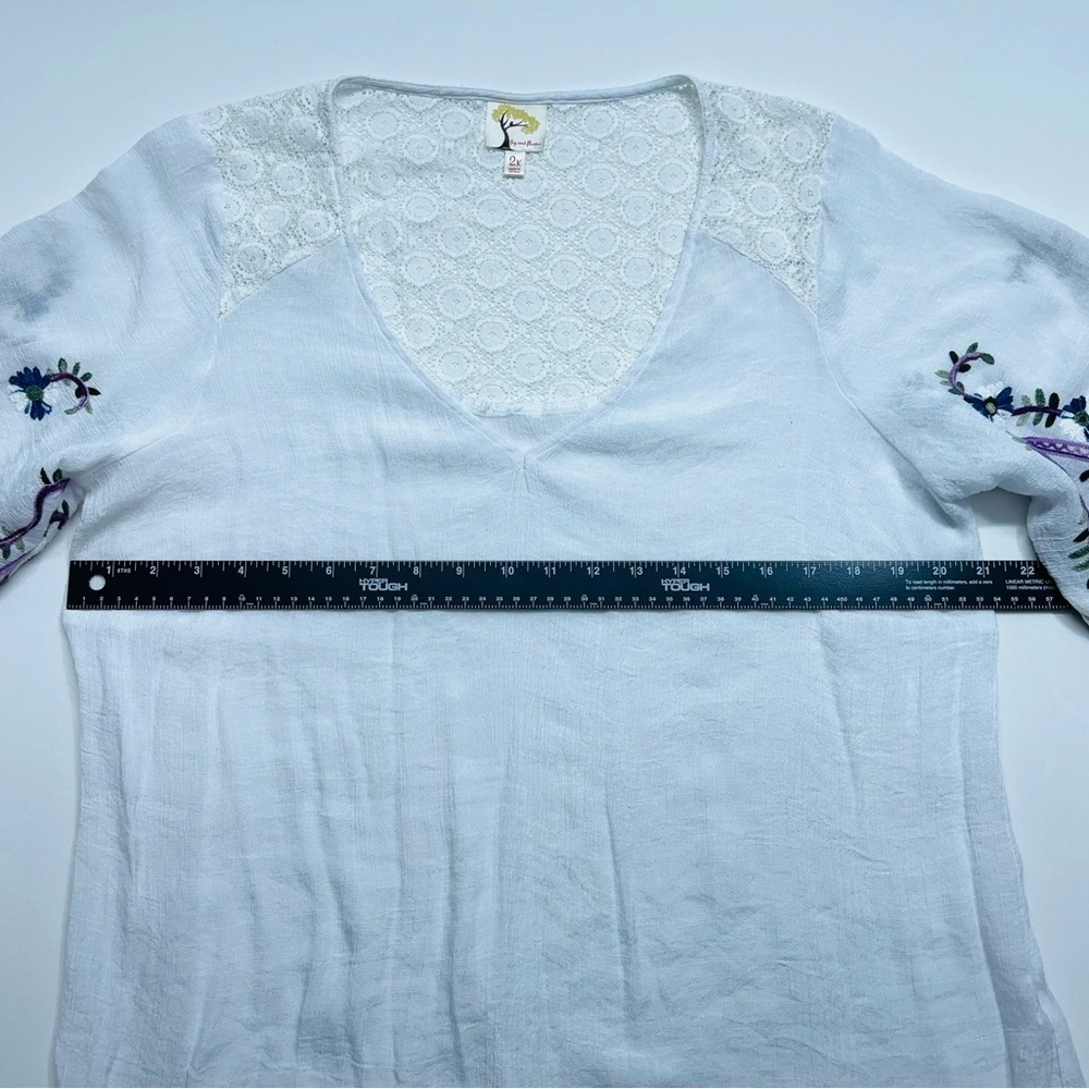 Fig & Flower Embroidered Tunic Womens 2XL Floral Boho Anthropologie Poly Rayon - Picture 8 of 14